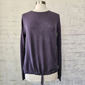 Lovestitch Purple Drawstring Hem Fine Guage Knit Crew Neck Sweater Medium